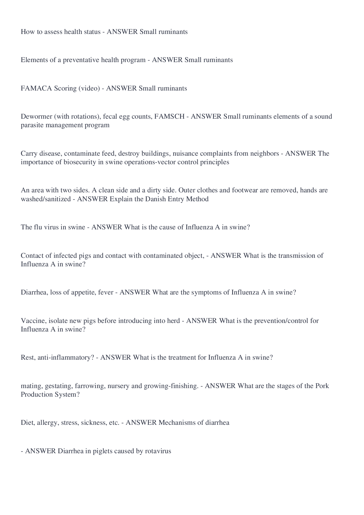 Preview of ANS 309 Final Exam Questions and Answers 2022